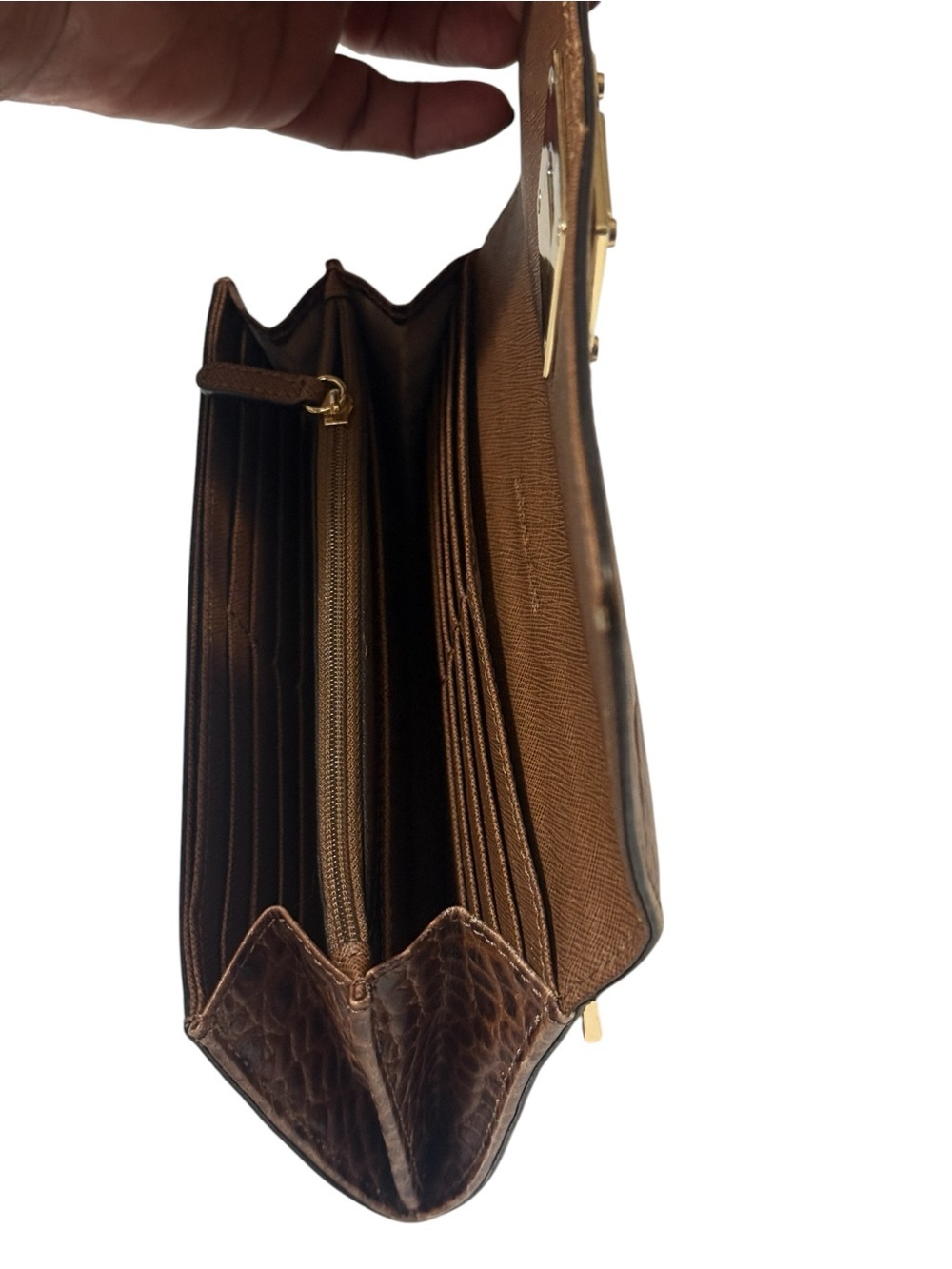 Michael Kors Brown Croc-Embossed Leather Wallet in good condition - Picture 9 of 16
